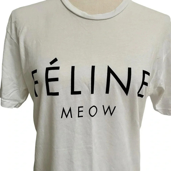 Brian Lichtenberg BLTEE FÉLINE MEOW Graphic Tee White Cotton Shirt Small - Picture 4 of 15